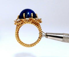 GIA Certified Natural Lapis Diamond Clip Earrings and Ring 18 Karat