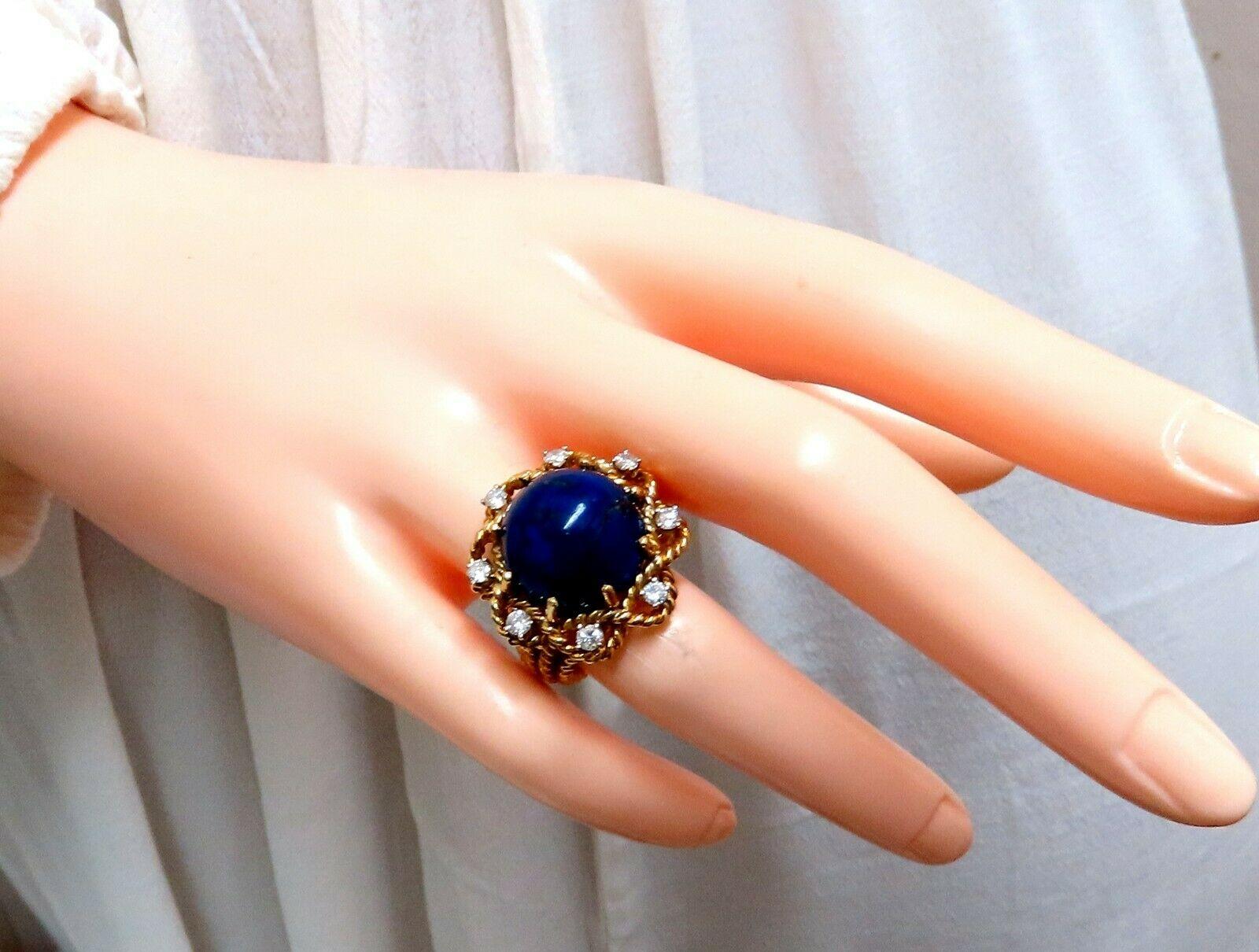 GIA Certified Natural Lapis Diamond Clip Earrings and Ring 18 Karat For Sale 2