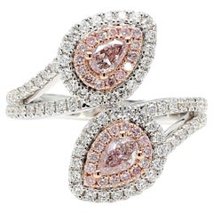 GIA Certified Natural Light Pink Pear Diamond 1.05 Carat TW Gold Ring