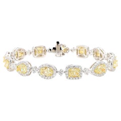 Bracciale da tennis in oro con diamante giallo chiaro naturale certificato GIA da 13,08 carati TW