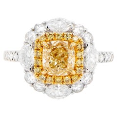 GIA Certified Natural Light Yellow Diamond Engagement Ring 2.04 Carats 18K