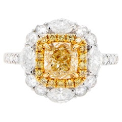 GIA Certified Natural Light Yellow Diamond Engagement Ring 2.04 Carats 18K