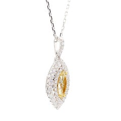 GIA Certified Natural Light Yellow Marquise Diamond 1.82 Carat TW Gold Pendant