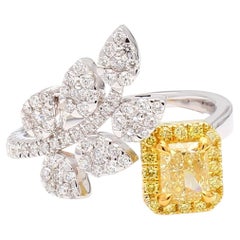 GIA Certified Natural Light Yellow Radiant Diamond 1.34 Carat TW Gold Ring