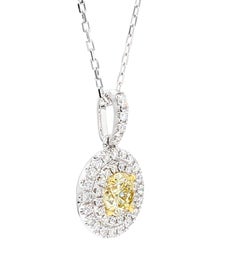 GIA Certified Natural Light Yellow Round Diamond 1.49 Carat TW Gold Pendant