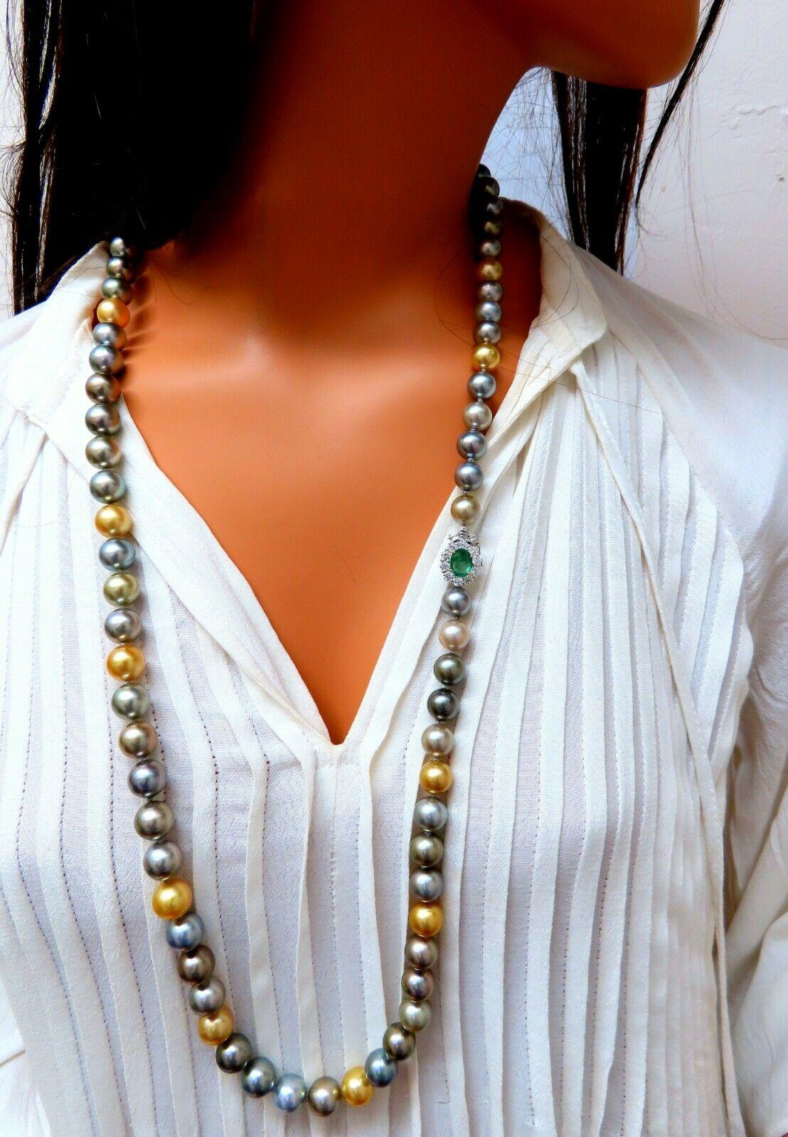 GIA-zertifizierte natürliche mehrfarbige Tahiti-Salzwasserperlen-Halskette 14k im Zustand „Neu“ im Angebot in New York, NY