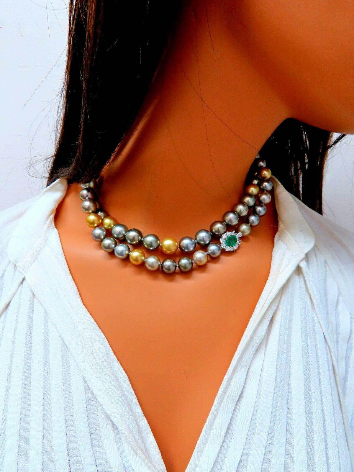 GIA-zertifizierte natürliche mehrfarbige Tahiti-Salzwasserperlen-Halskette 14k für Damen oder Herren im Angebot