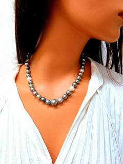 GIA Certified Natural Multicolor Tahitian Saltwater Pearls Necklace 12.7m 14k*