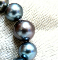 GIA Certified Natural Multicolor Tahitian Saltwater Pearls Necklace 13.5m 14k*