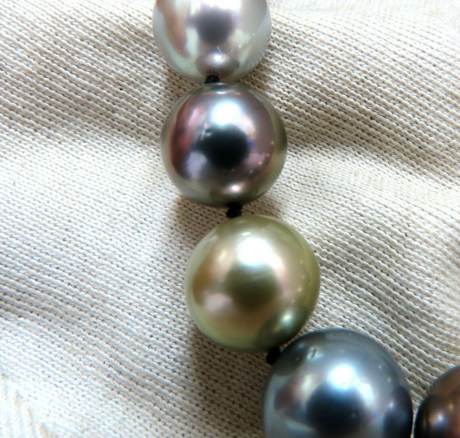 Collar de perlas de agua salada de Tahití multicolores naturales certificadas por GIA 14k en venta 3