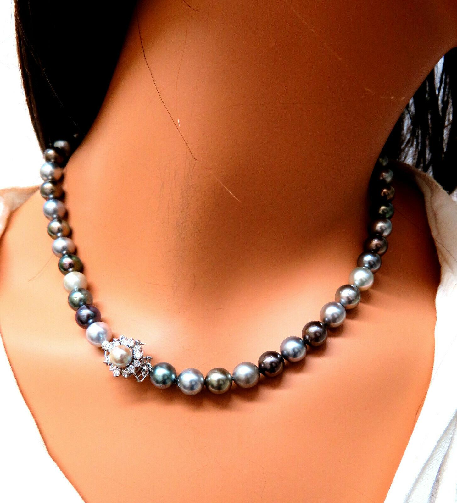 GIA Certified Natural Multicolor Tahitian Saltwater Pearls Necklace 14k In New Condition For Sale In New York, NY