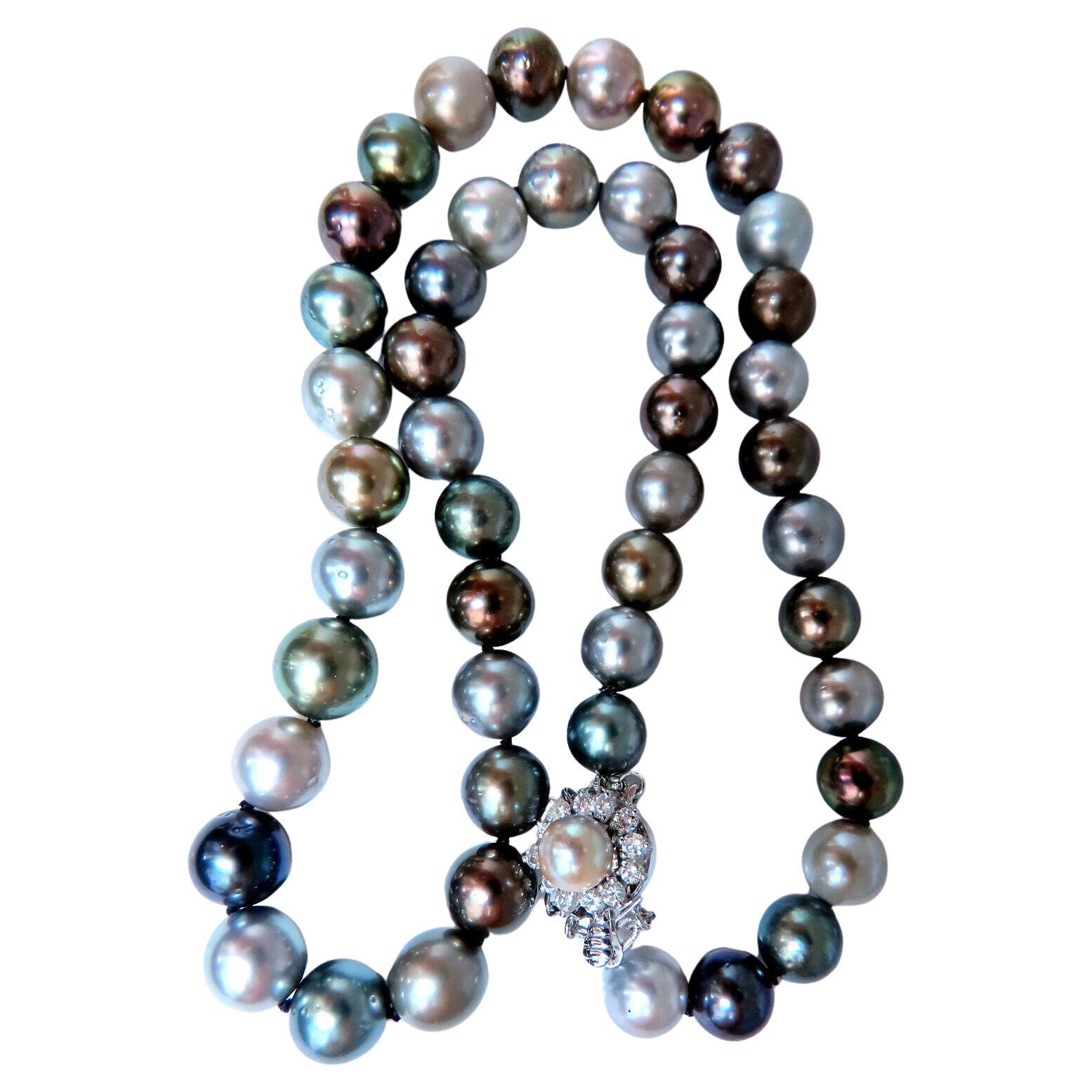 GIA Certified Natural Multicolor Tahitian Saltwater Pearls Necklace 14k
