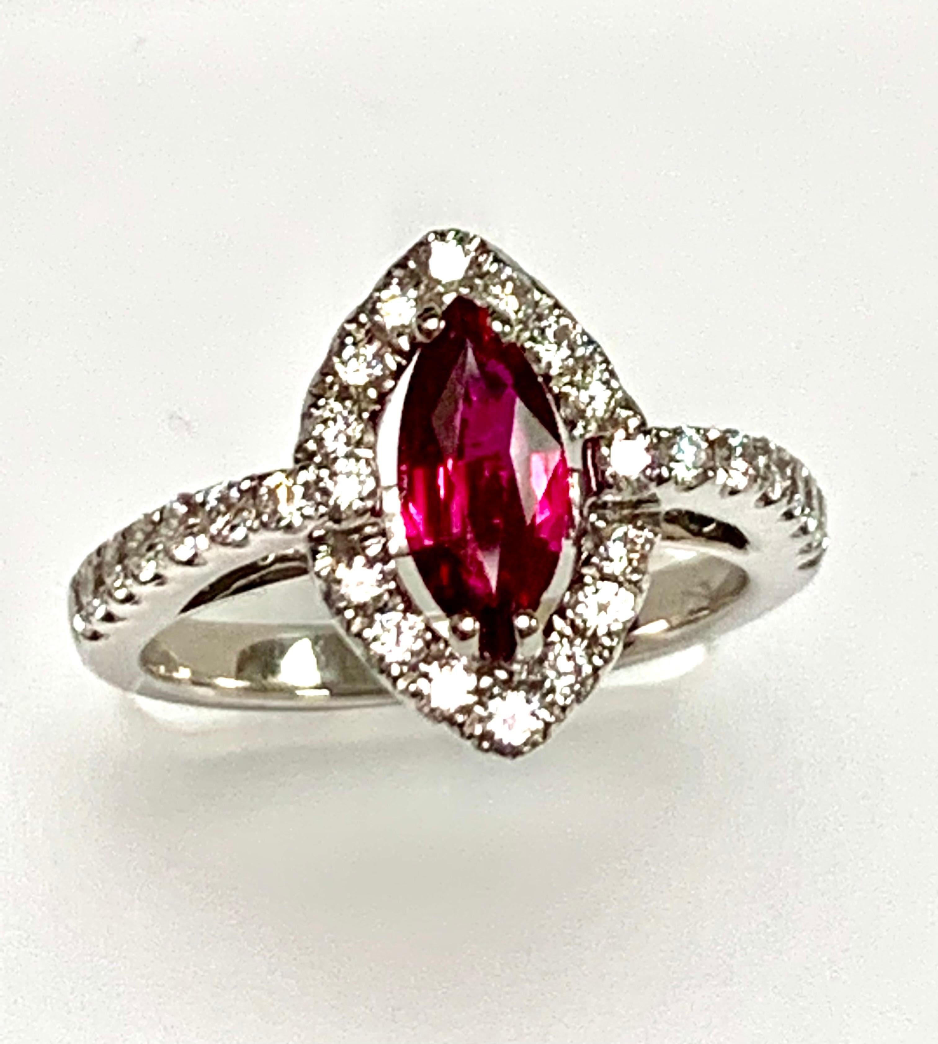 Modern GIA Certified Natural No Heat 1.01 Carat Ruby Diamond Cocktail Ring For Sale