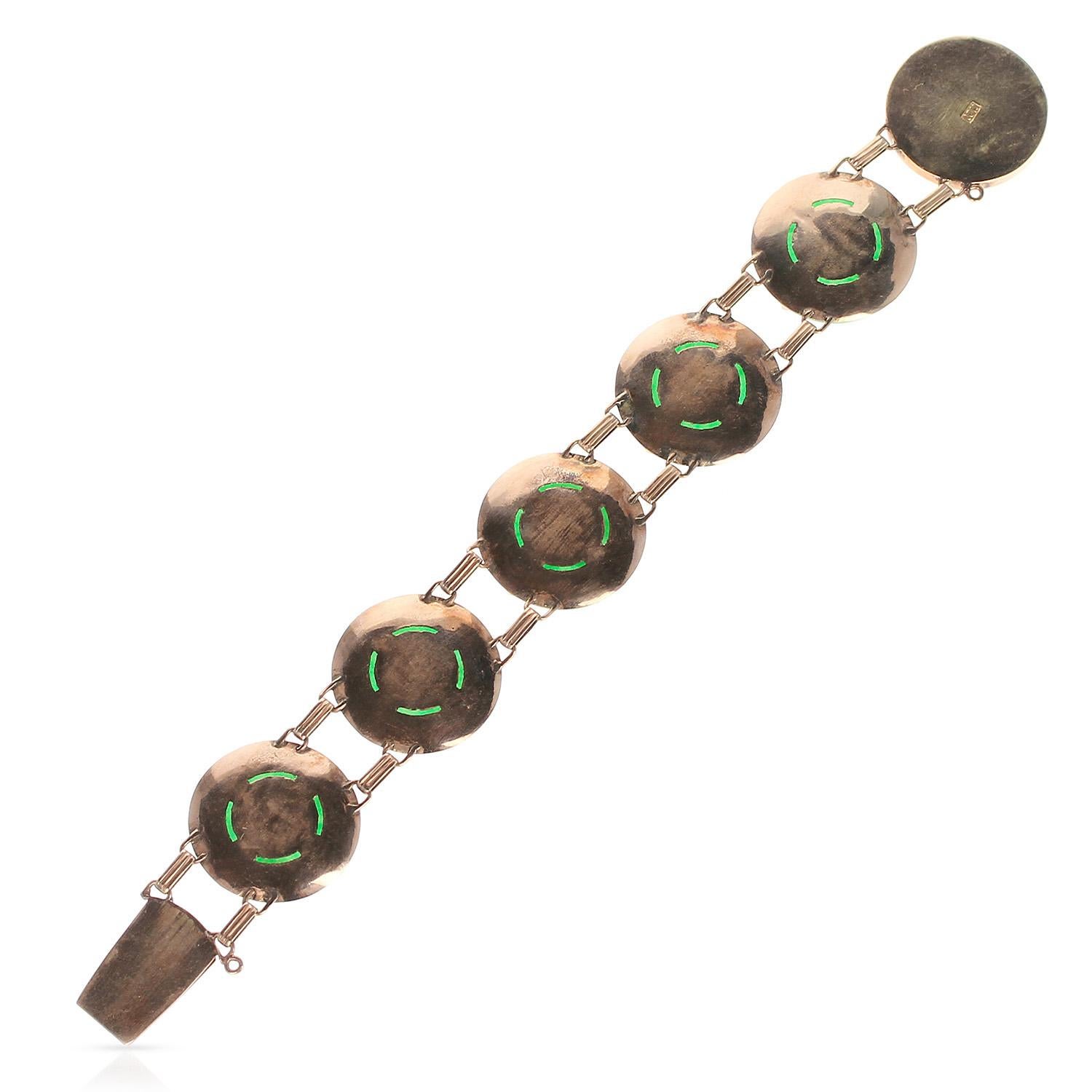 A GIA Certified Natural, No Heat Jade Bracelet made in 14 Karat Rose Gold. Bracelet Length: 6.50.