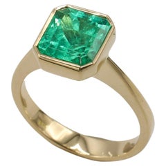 GIA Certified Natural No Oil Columbian Emerald 18 Karat Yellow Gold Ring