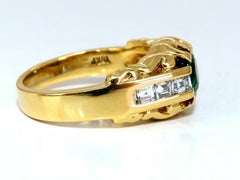 GIA Certified Natural Non Enhancement Green Emerald Men's Ring 18 Karat