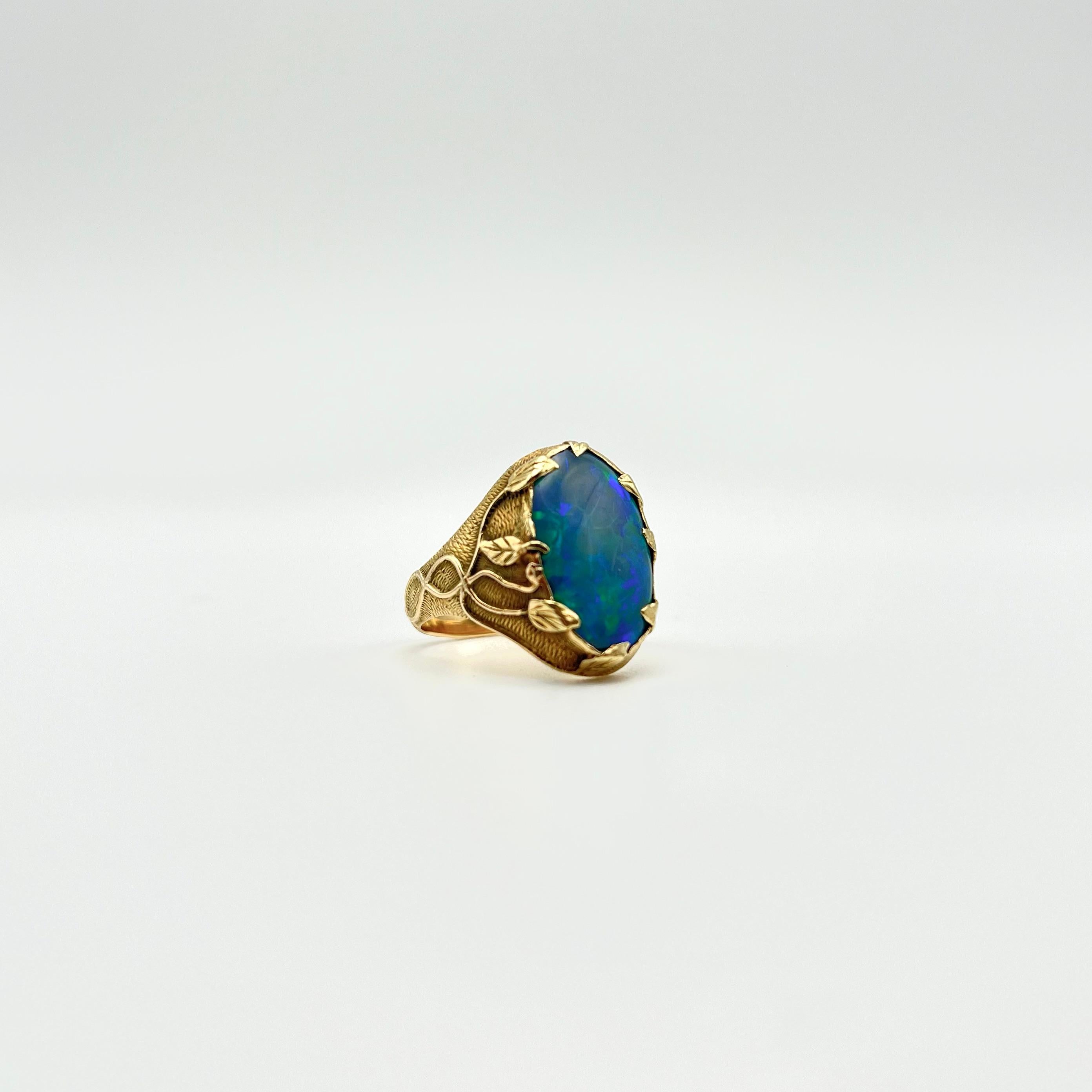 GIA Certified Natural Opal Art Nouveau Ring 5