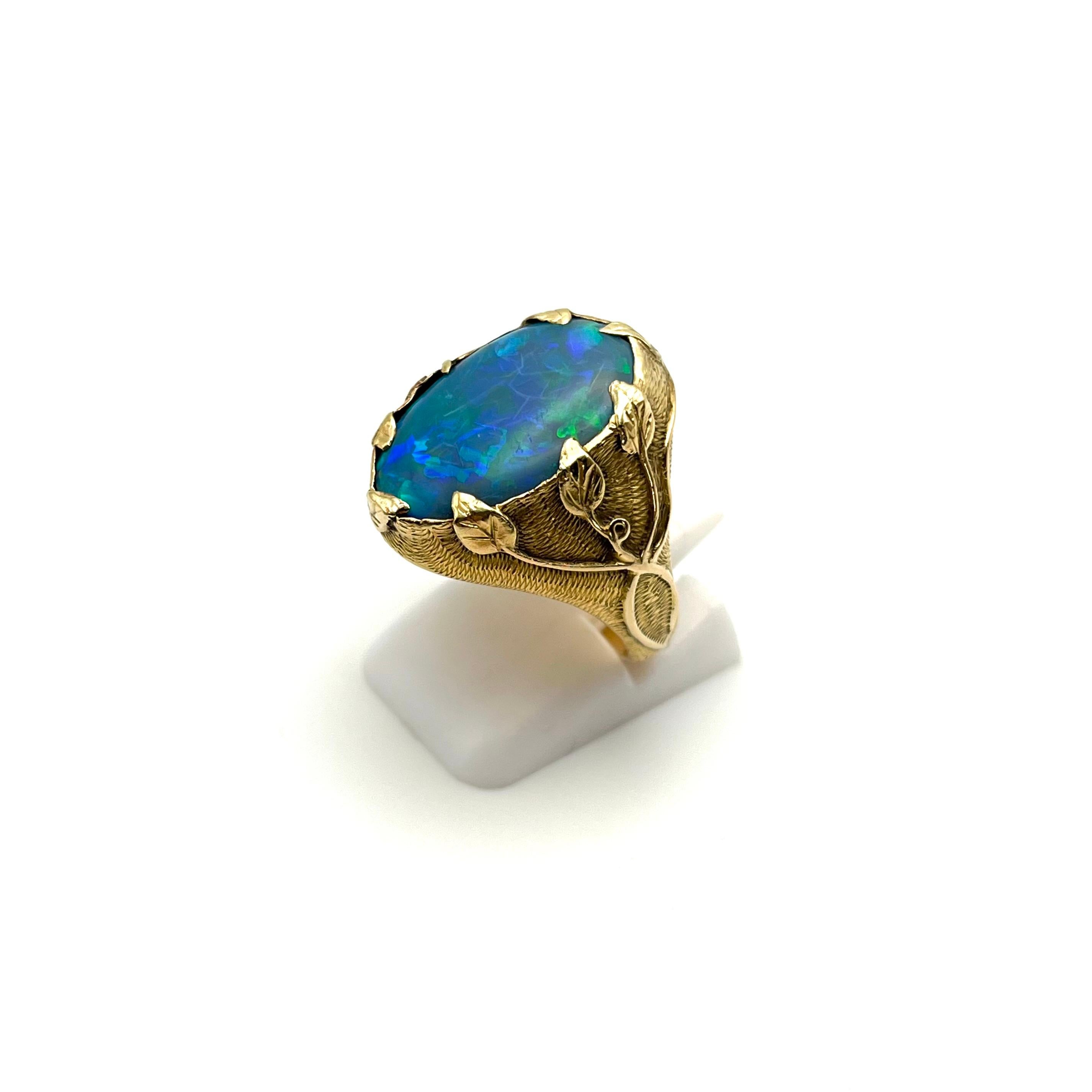 Women's or Men's GIA Certified Natural Opal Art Nouveau Ring