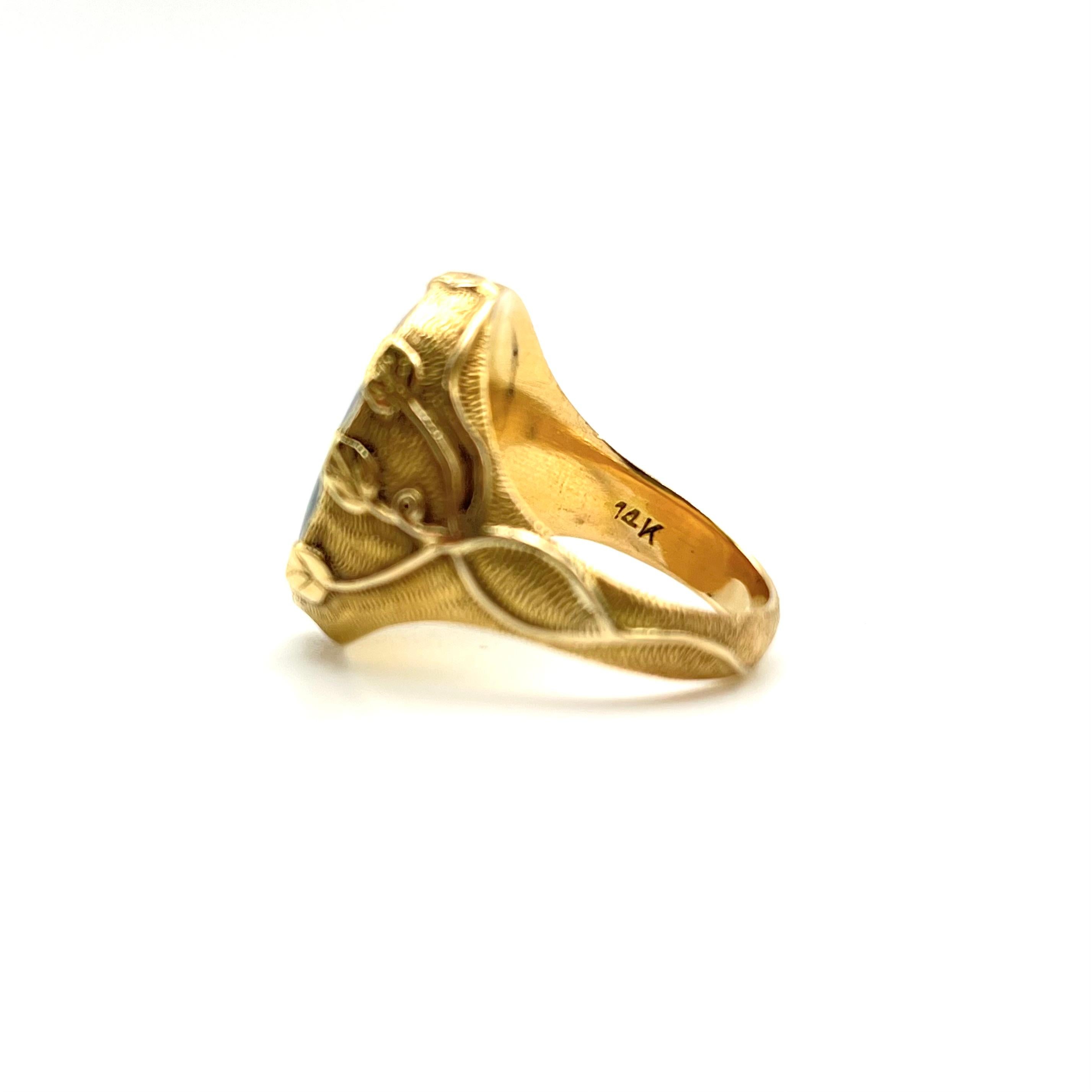 GIA Certified Natural Opal Art Nouveau Ring 1