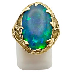 GIA Certified Natural Opal Art Nouveau Ring