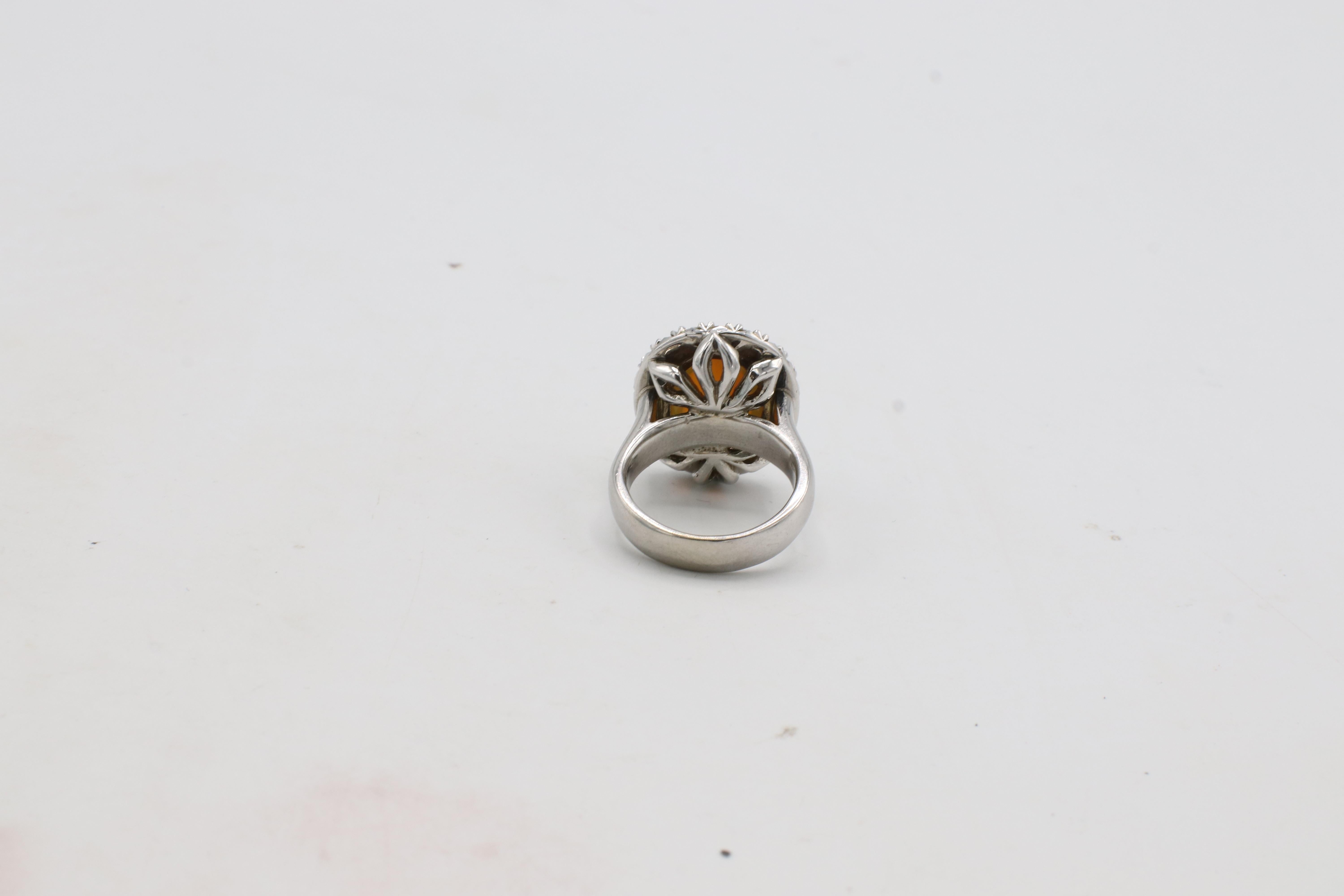 GIA Certified Natural Fire Opal & Diamond Halo Dome Cocktail Statement Ring For Sale 3