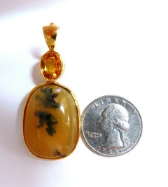 GIA Certified Natural Opal & Yellow Sapphire Pendant with Retractable Clasp 18k*