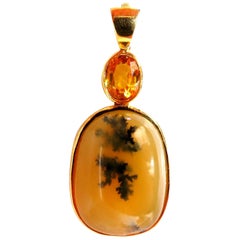 GIA Certified Natural Opal & Yellow Sapphire Pendant with Retractable Clasp 18kt