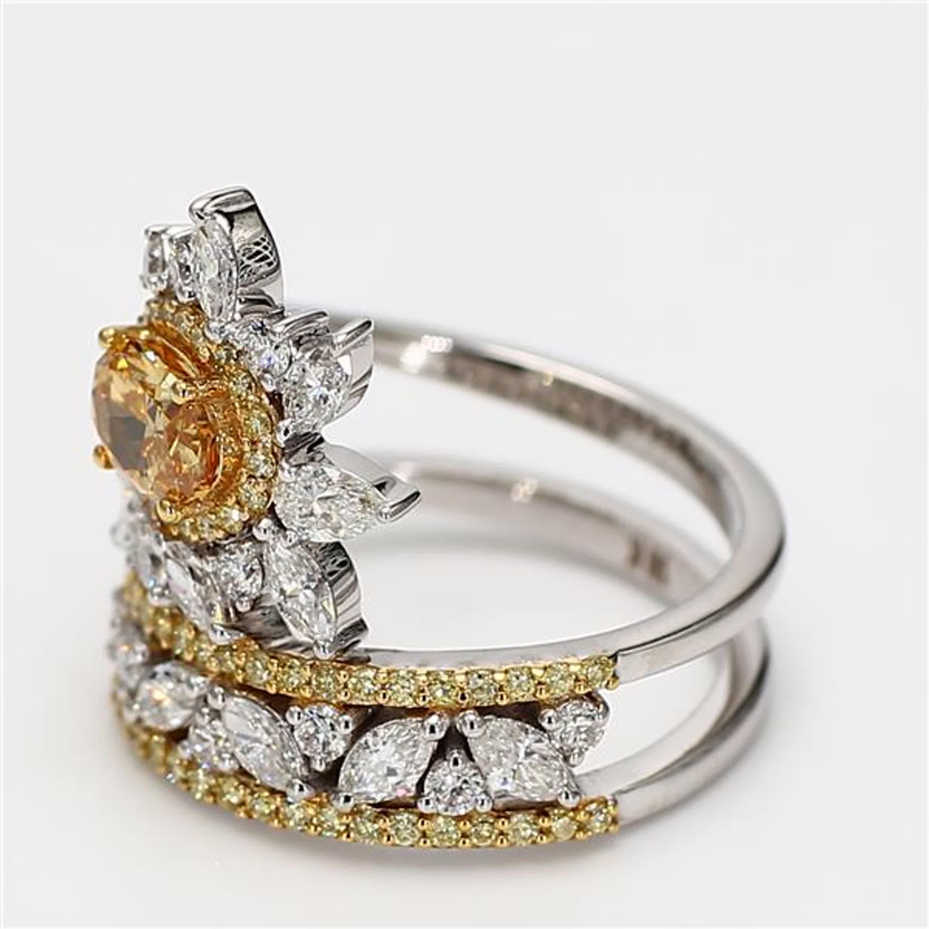 Contemporary GIA Certified Natural Orange Oval Diamond 2.74 Carat TW Gold Cocktail Ring For Sale