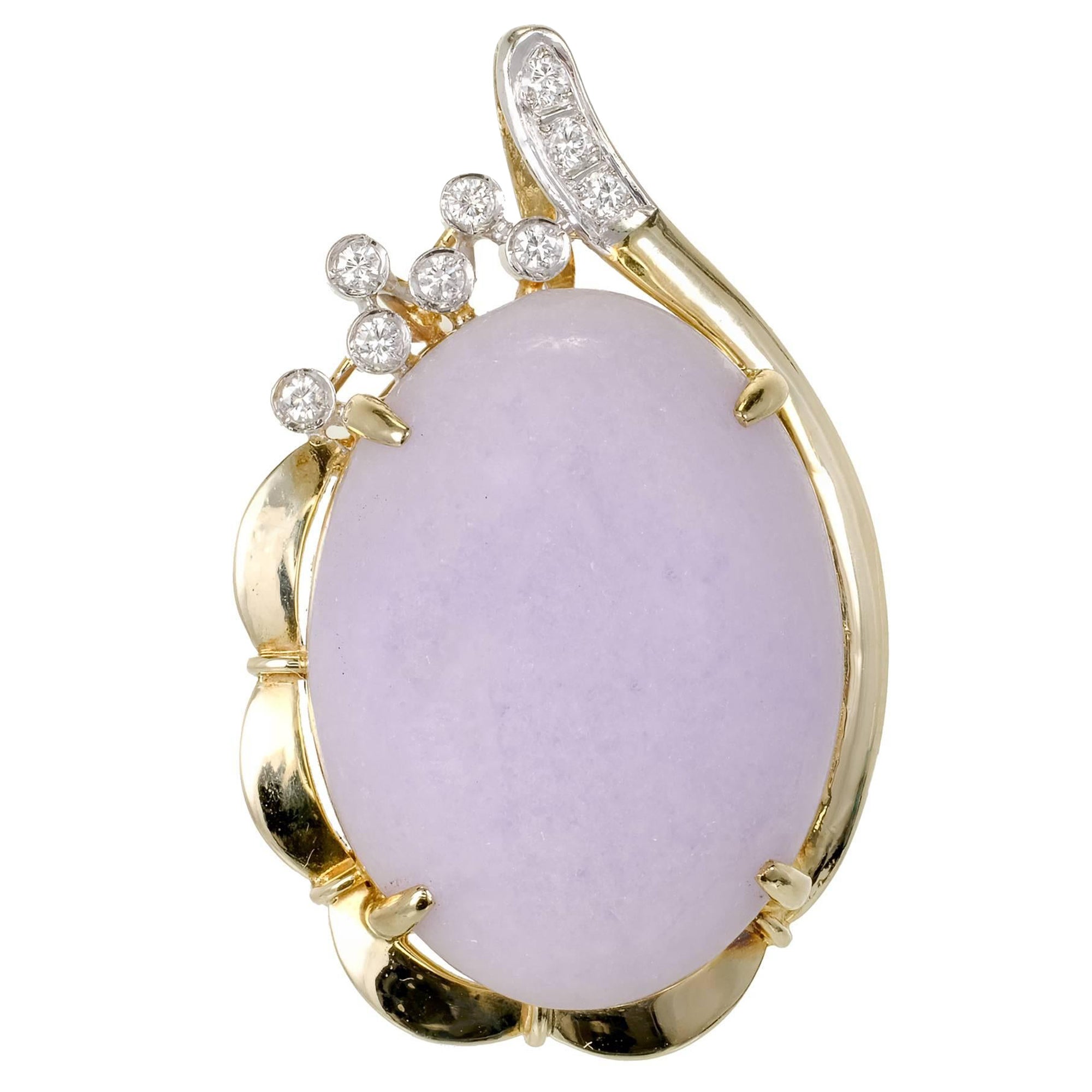 Pendentif en or avec diamants et jadéite violette ovale naturelle certifiée par le GIA
