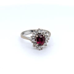 GIA Certified Natural Oval Sri Lankan Ruby & Diamond Halo in 18k White Gold Ring