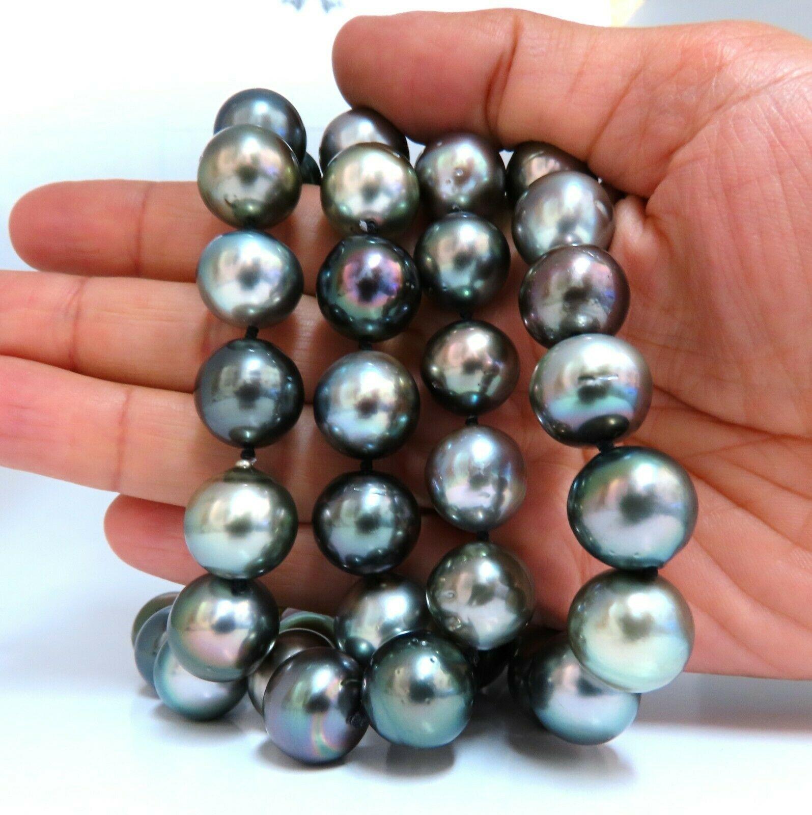Uncut GIA Certified Natural Peacock Tahitian Pearls Necklace Double Wrap