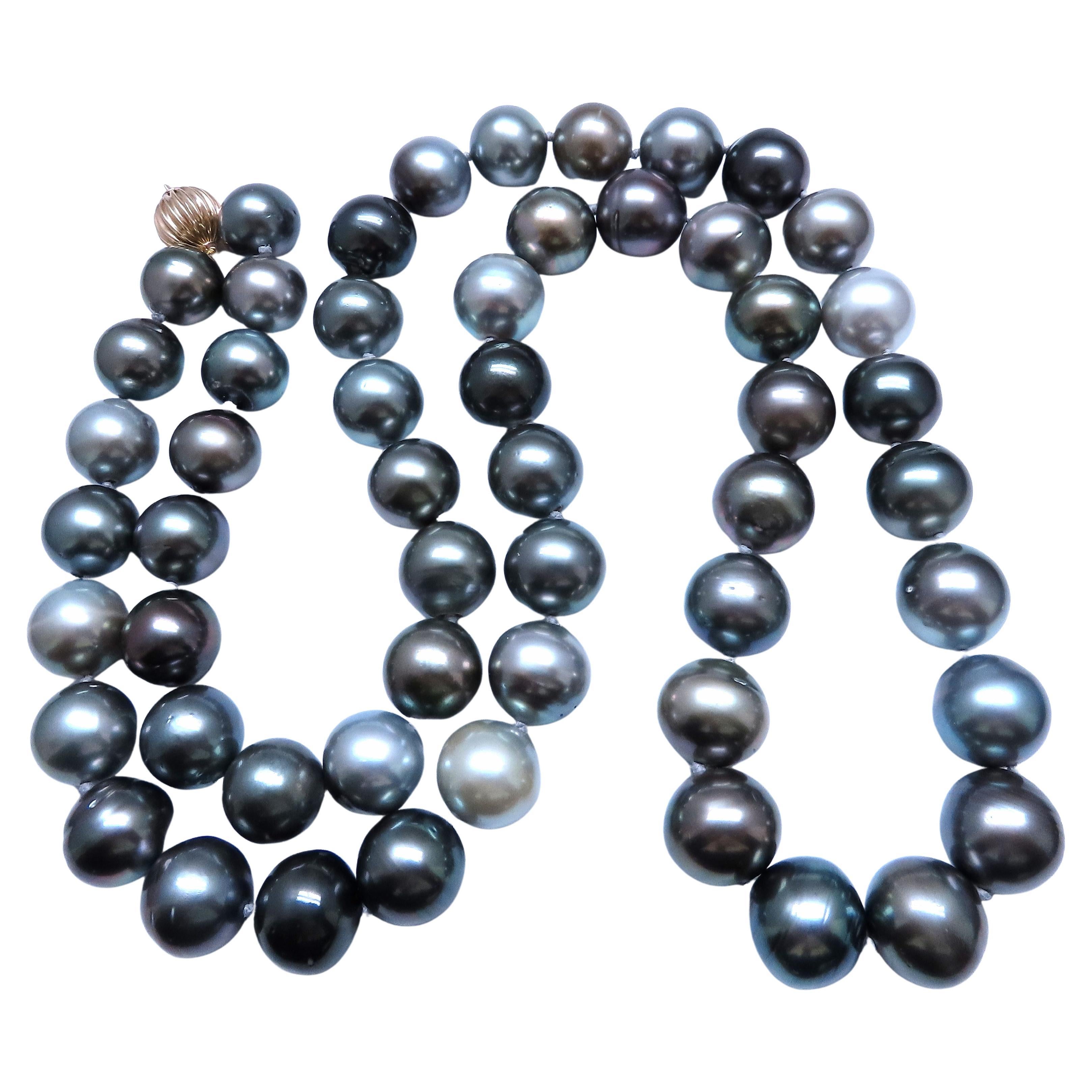 GIA Certified Natural Peacock Tahitian Pearls Necklace Double Wrap