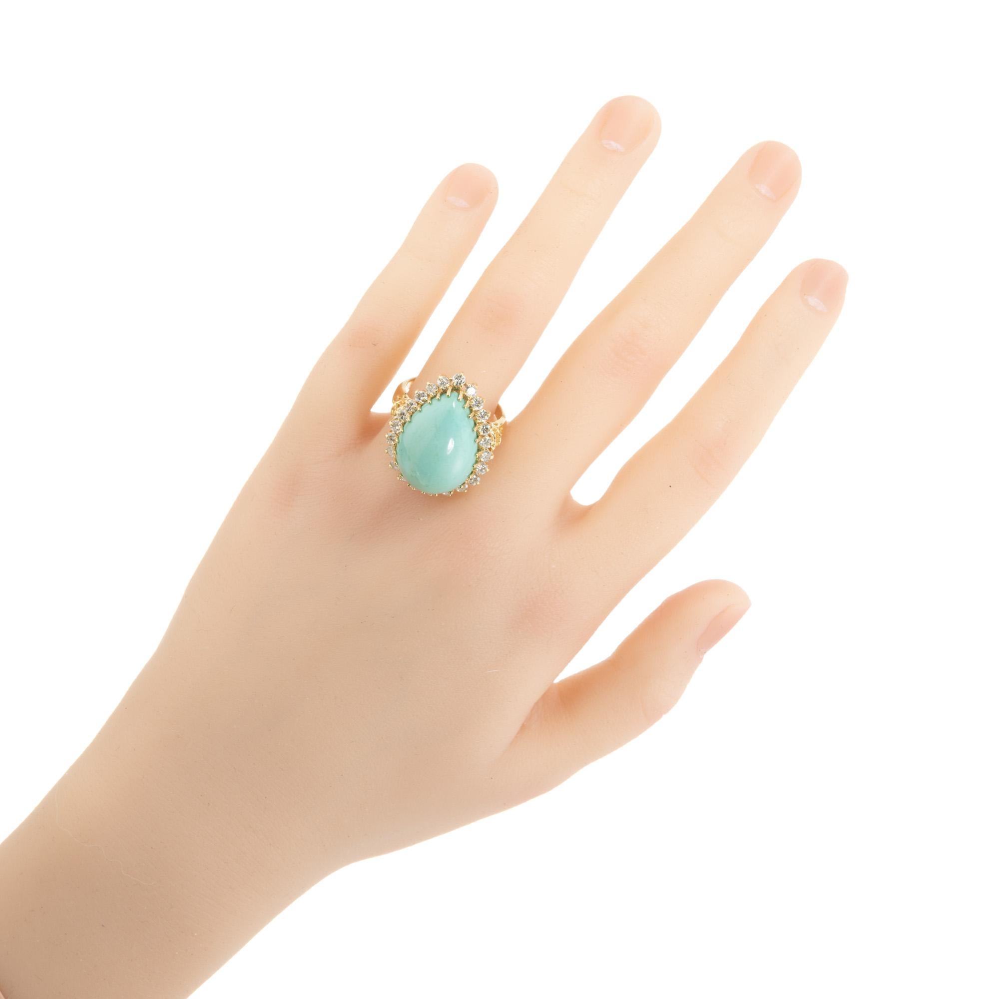 GIA-zertifizierter natürlicher Türkis-Diamant-Halo-Cocktailring aus Gold im Angebot 3