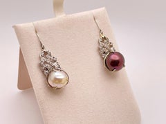 GIA Certified Natural Pearl Diamond Earrings