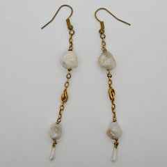 GIA-Certified Natural Pearl Drop Earrings Freshwater Baroque