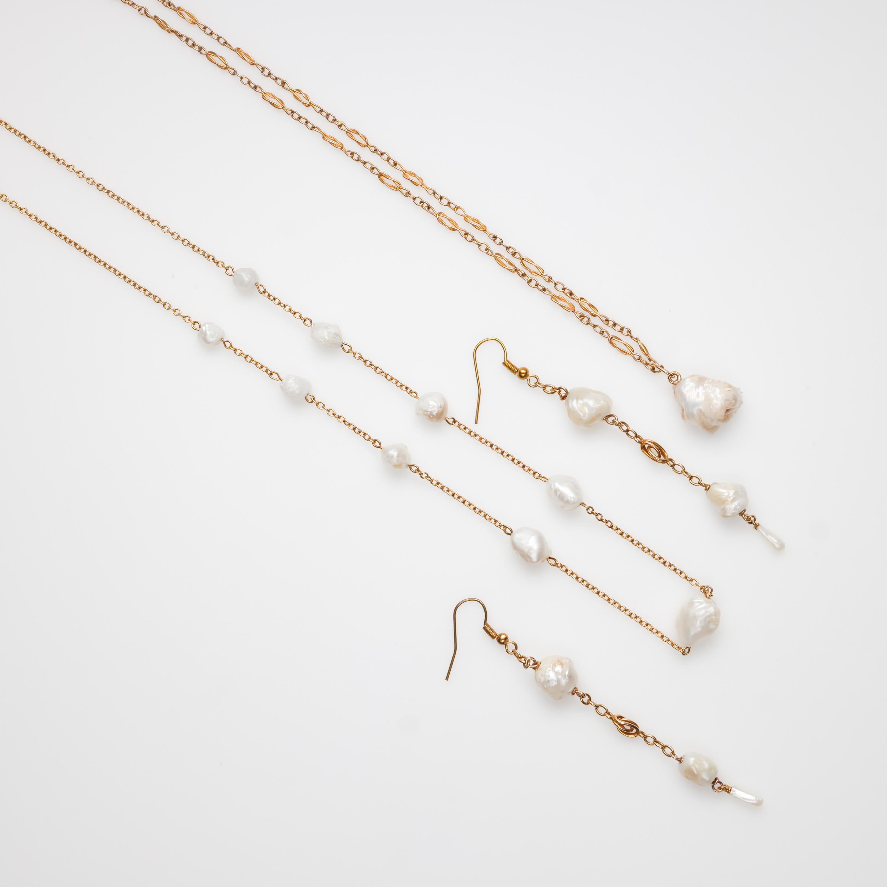 real pearl necklace and earring set