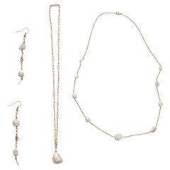 GIA Certified Natural Pearl Necklace, Pendant, Earring Set Parure