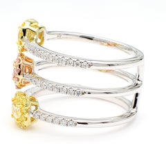 GIA Certified Natural Pink Cushion Diamond 1.32 Carat TW Gold Cocktail Ring
