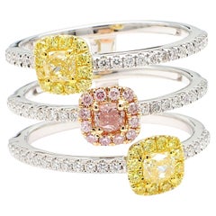 Anello da cocktail in oro con diamante rosa naturale certificato GIA da 1.32 carati TW