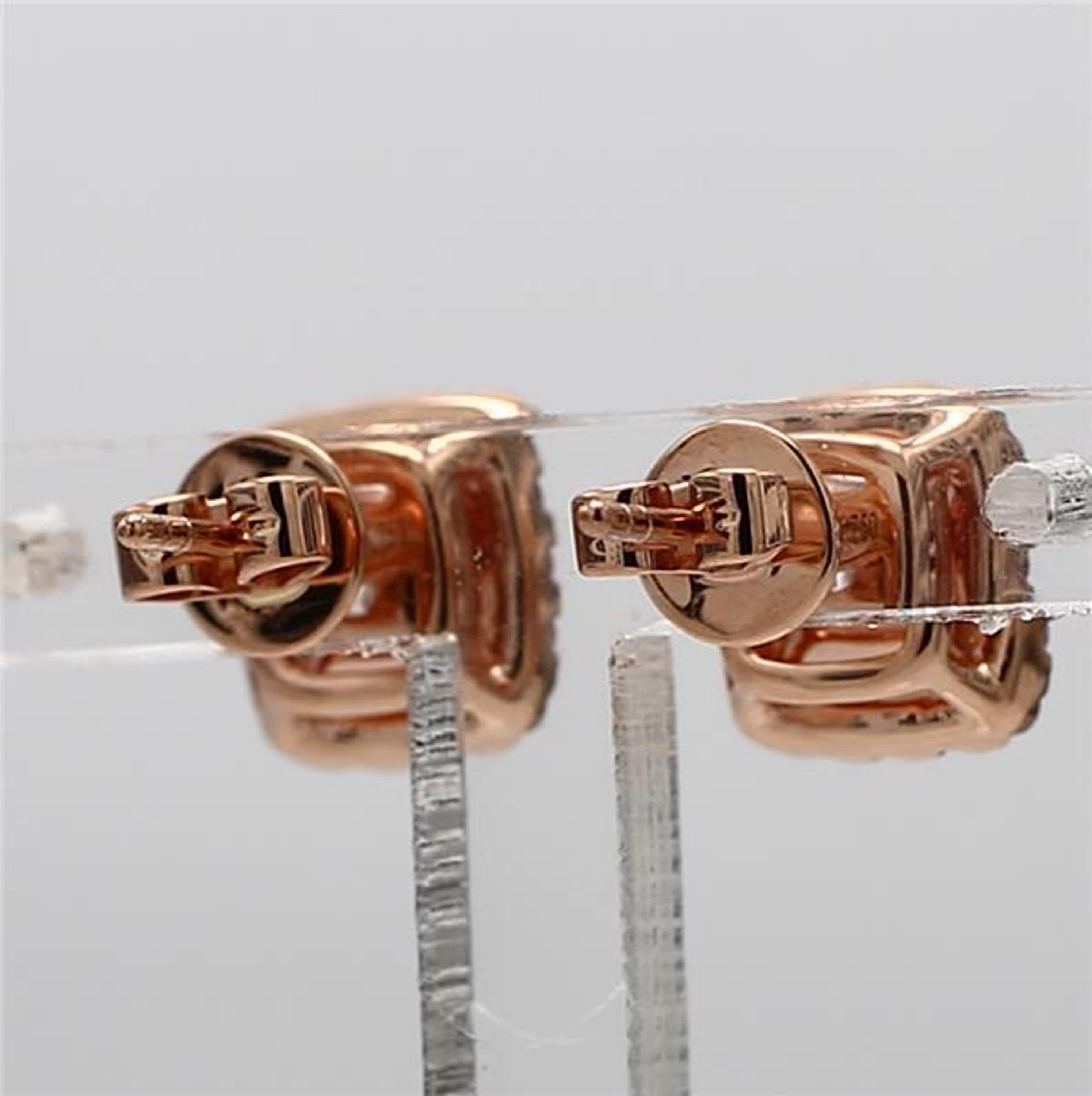 GIA Certified Natural Pink Cushion Diamond 1.74 Carat TW Gold Stud Earrings In New Condition For Sale In New York, NY