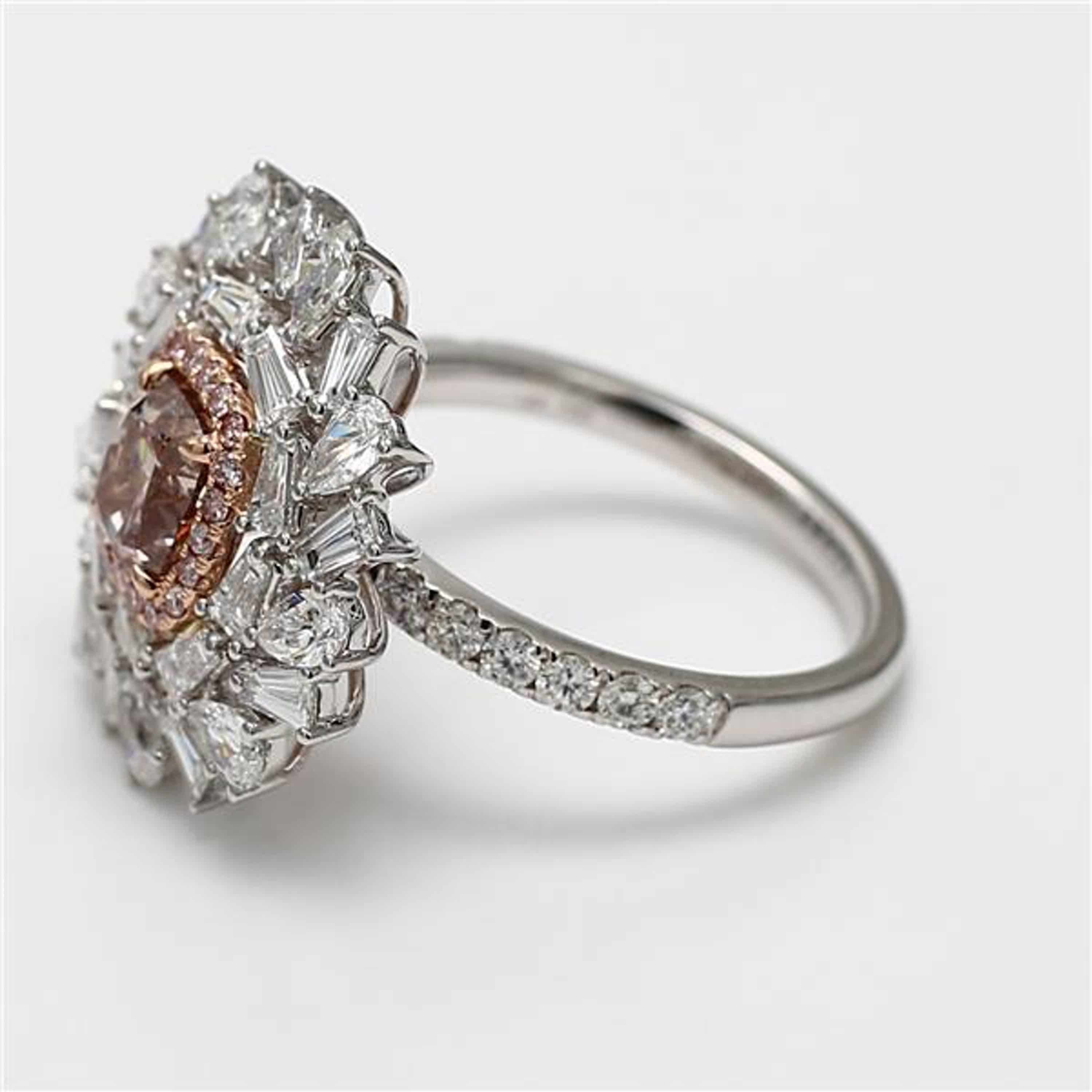 Contemporary GIA Certified Natural Pink Cushion Diamond 2.94 Carat TW Gold Cocktail Ring For Sale