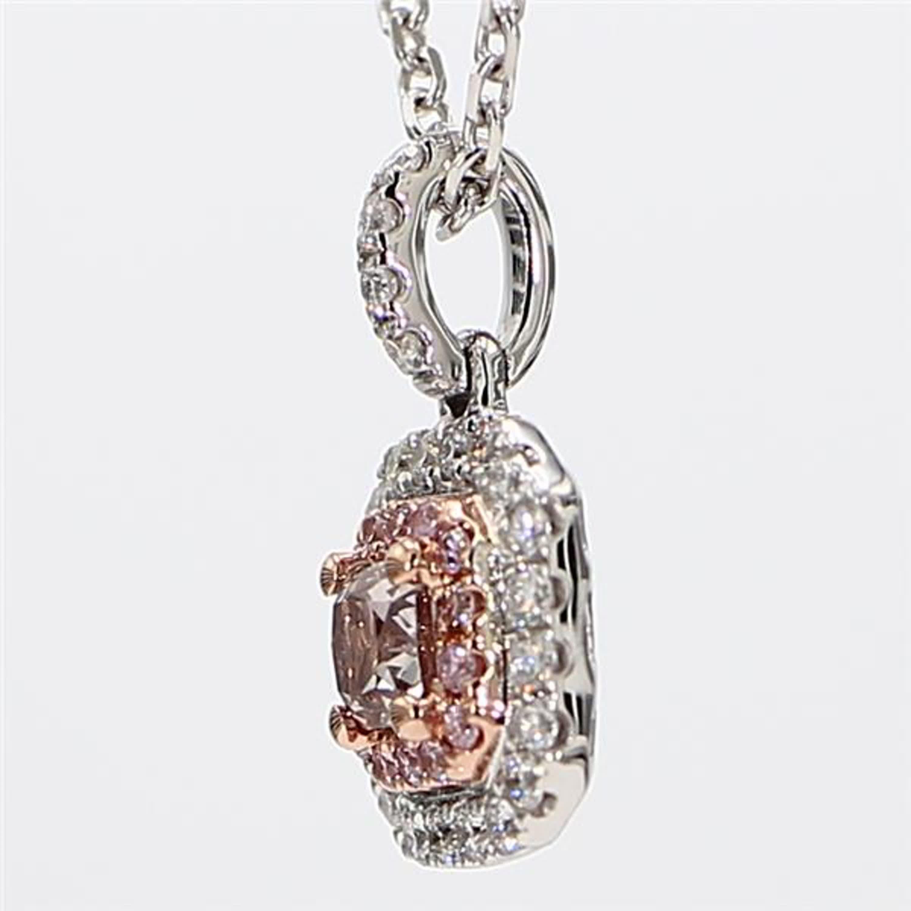 Contemporary GIA Certified Natural Pink Cushion Diamond .65 Carat TW Gold Drop Pendant For Sale