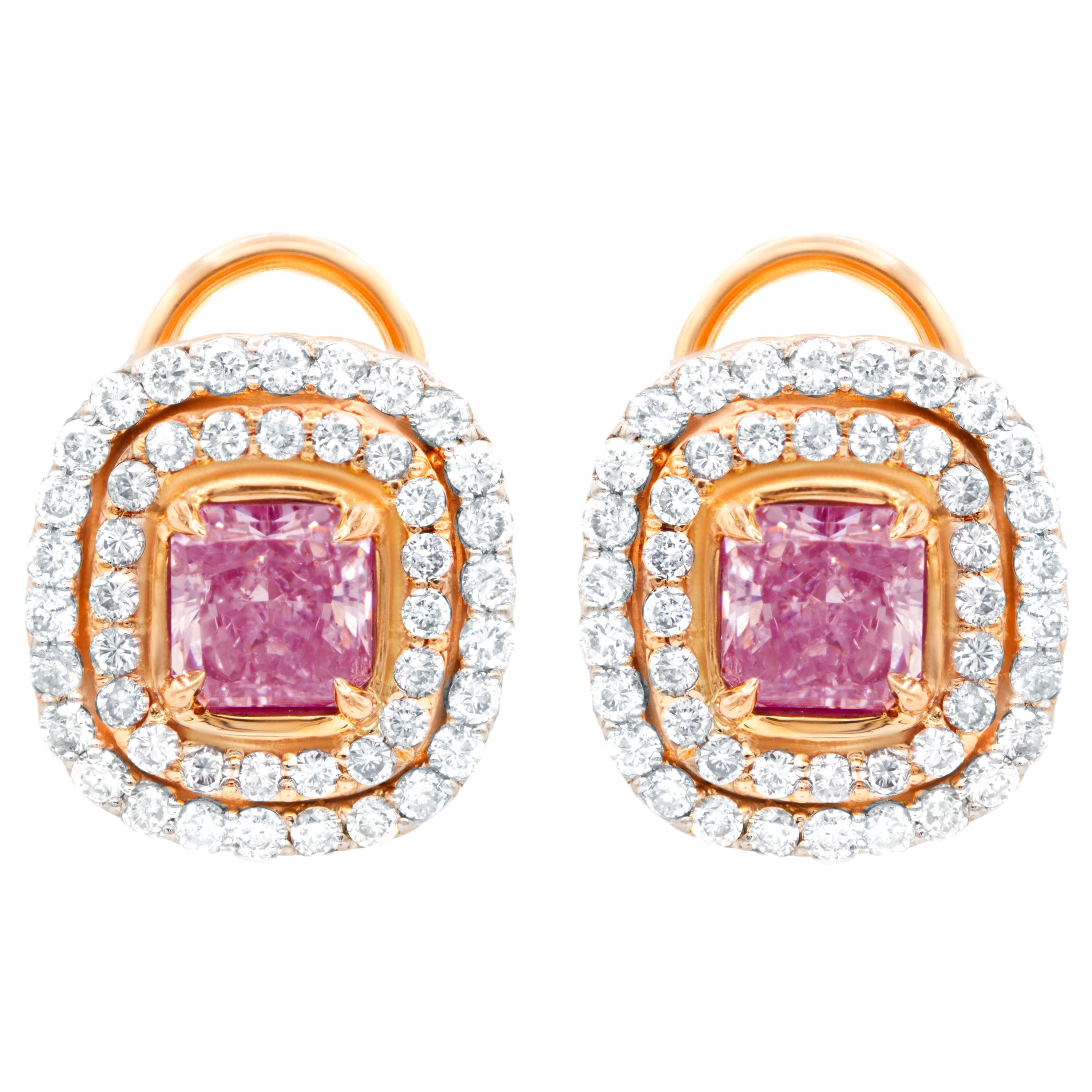 Emilio Jewelry GIA Certified Natural Pink Heart Stud Diamond Earrings ...