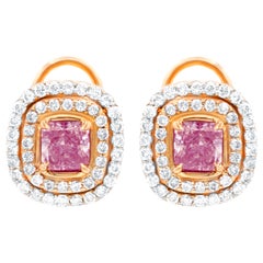 Clous d'oreilles en diamants roses naturels certifiés GIA