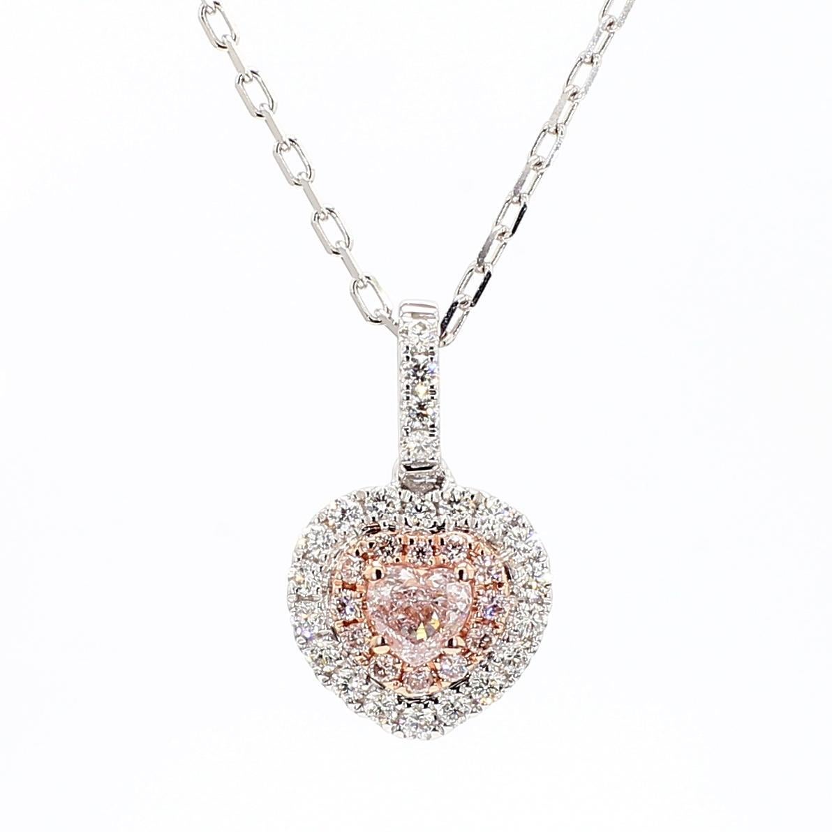 Contemporary GIA Certified Natural Pink Heart Diamond 0.52 Carat TW Gold Drop Pendant For Sale