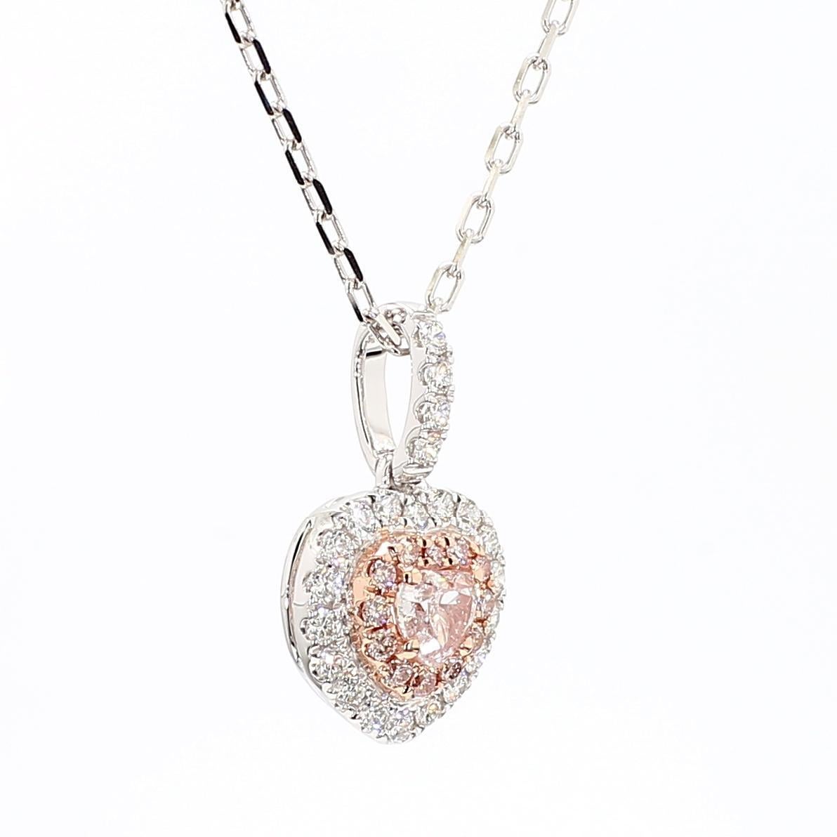 Heart Cut GIA Certified Natural Pink Heart Diamond 0.52 Carat TW Gold Drop Pendant For Sale