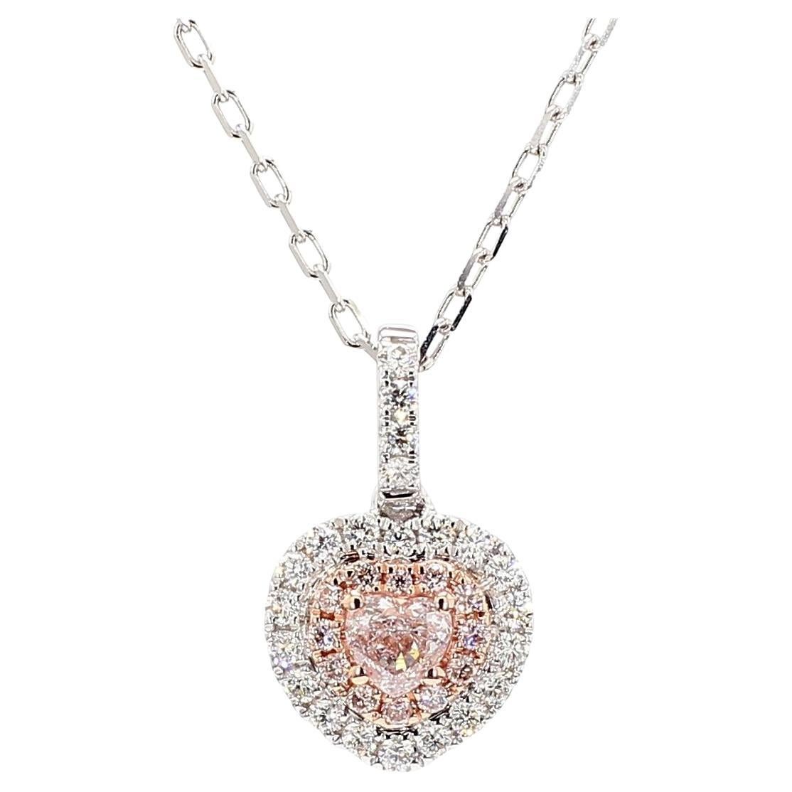 GIA Certified Natural Pink Heart Diamond 0.52 Carat TW Gold Drop Pendant For Sale