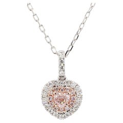 GIA Certified Natural Pink Heart Diamond 0.52 Carat TW Gold Drop Pendant