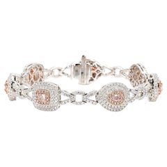 GIA Certified Natural Pink Mix Diamond 4.25 Carat TW Gold Tennis Bracelet
