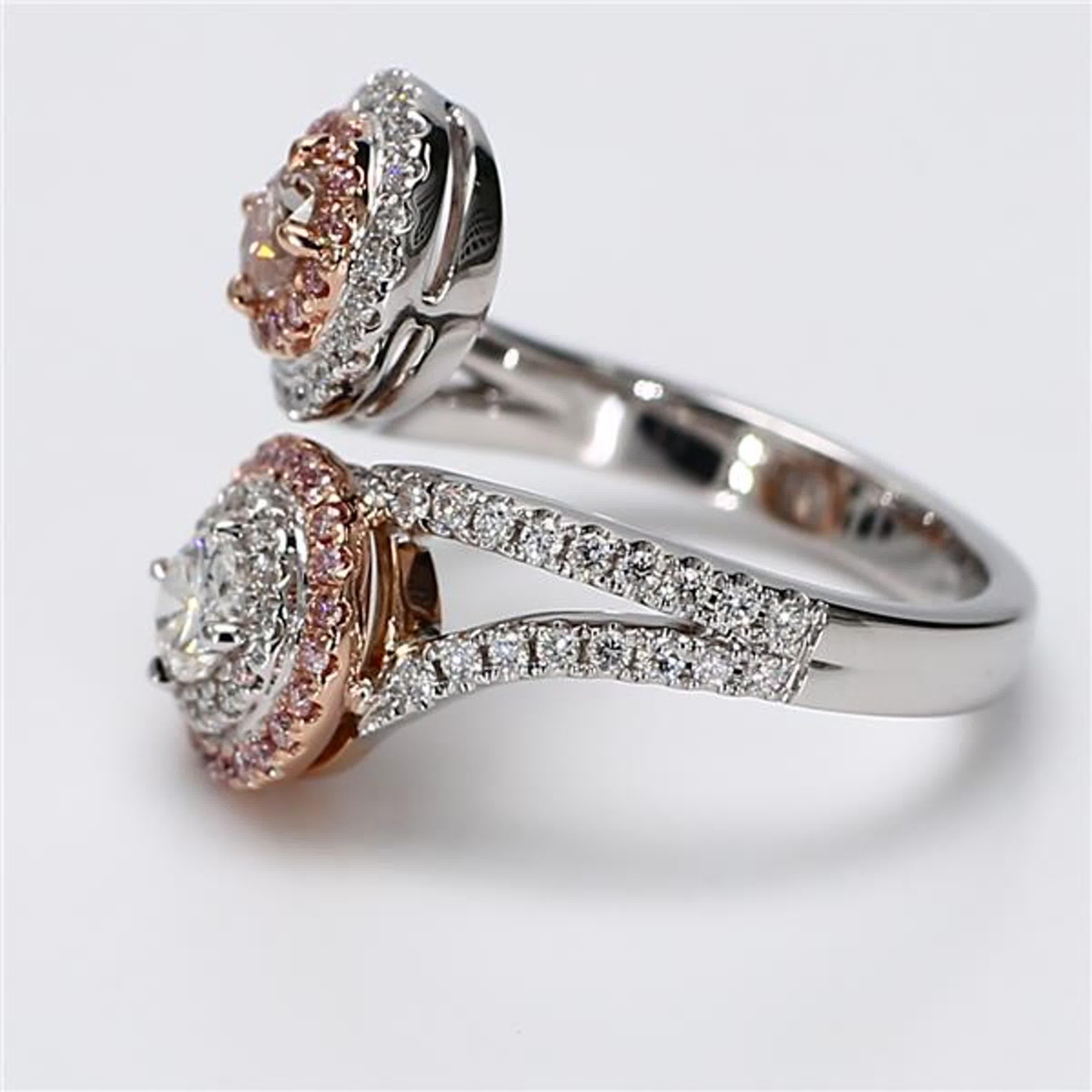 Contemporary GIA Certified Natural Pink Oval and White Diamond 1.32 Carat TW Gold Ring